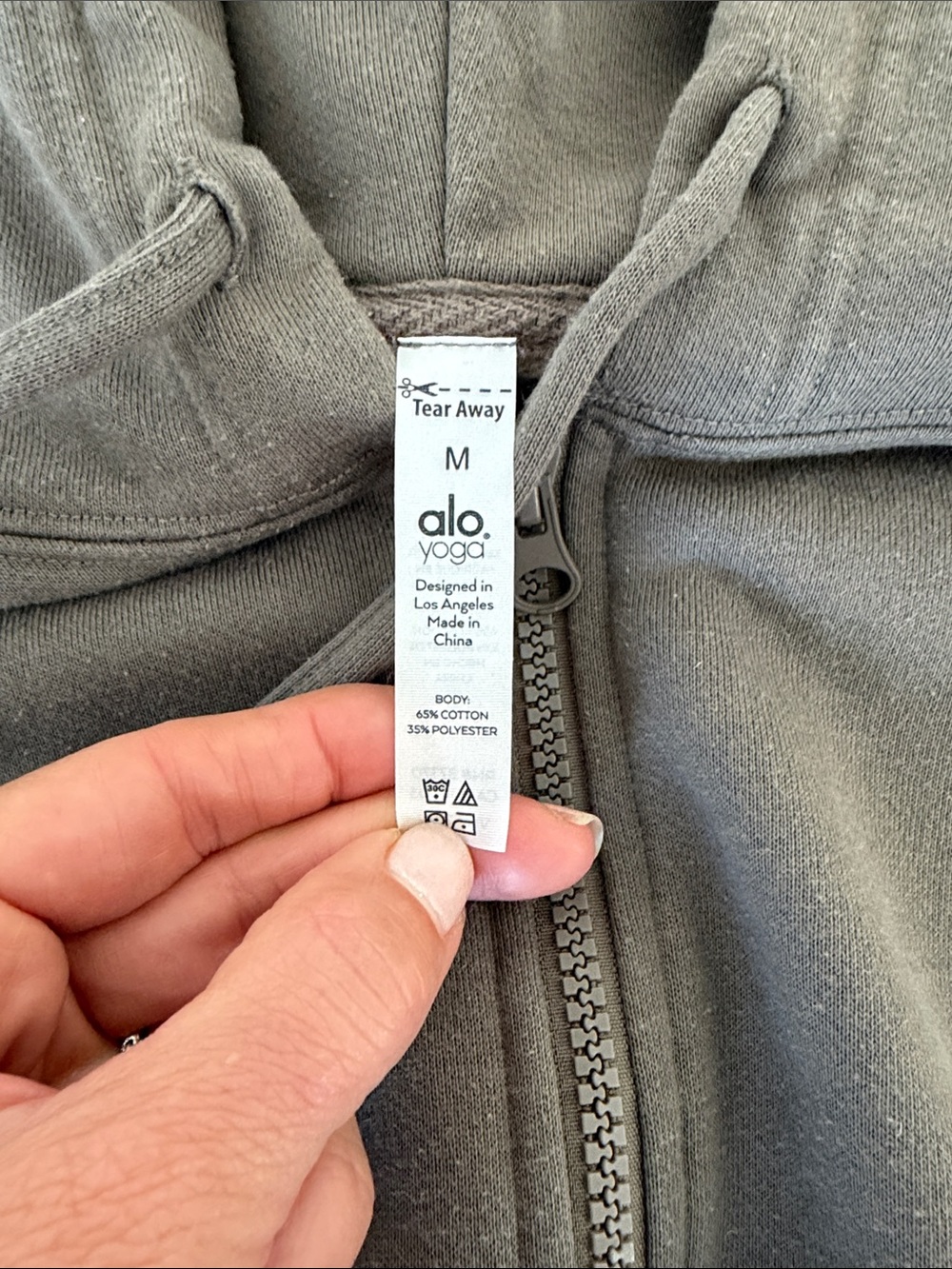 ALO Yoga Olive Green Cropped Half-Zip Hoodie - Picture 3 of 5